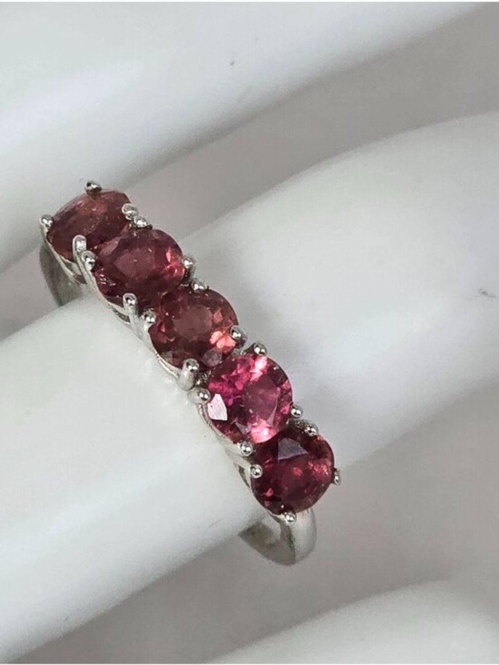 925 Sterling Silver Ring with Natural Pink Tourmaline Gemstone